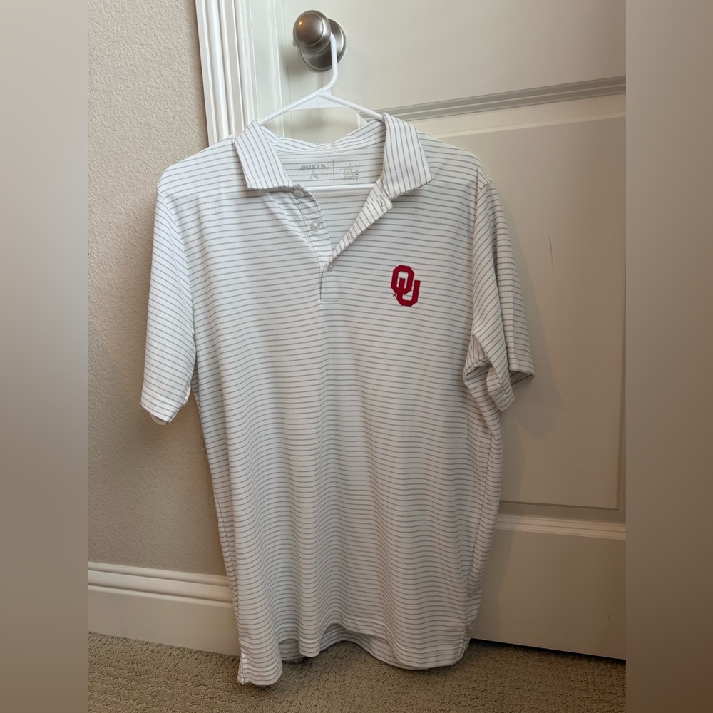 Antigua OU White and Red Polo Shirt